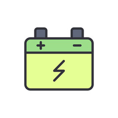 Car battery colored icons, minimalist vector illustration ,simple transparent graphic element .Isolated on white background