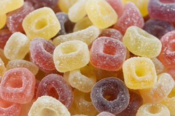 Delicious Colorful Gummy Candy Rings Closeup