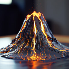 Volcanoes with fire background 