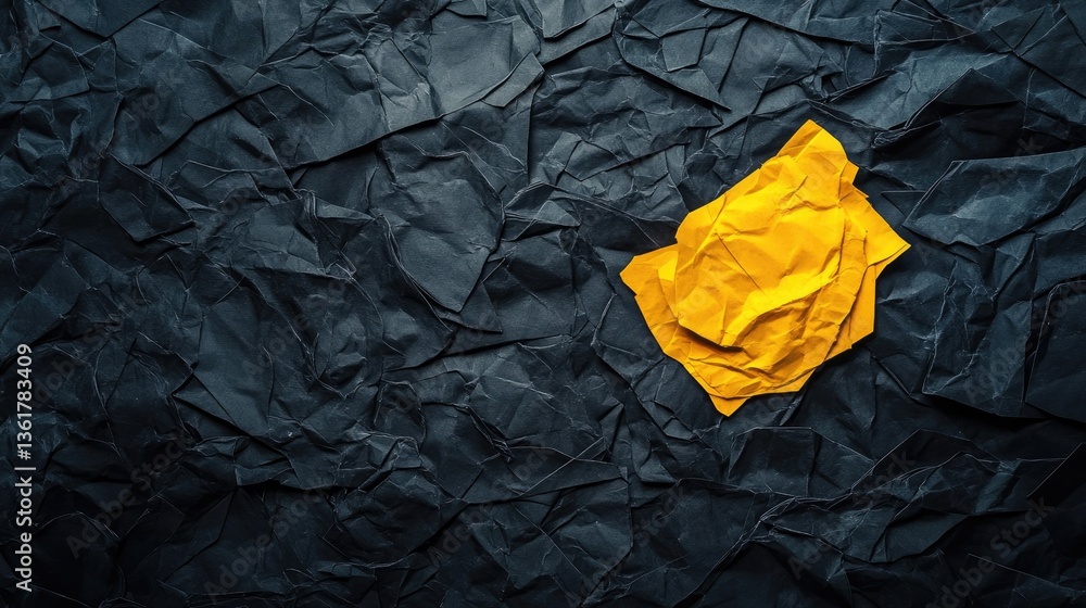 Poster a piece of yellow scrap paper contrasts against black scrap paper, signifying a moment of creative i