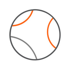 A minimalist illustration of a tennis ball showcasing its iconic design with white and orange details, representing the sport of tennis, perfect for sports-themed designs and athletic graphics.
