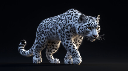 Obraz premium Royal solemn snow leopard, leopard sitting on a snow throne, snow leopard in a royal pose, snow leopard's regal gaze