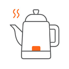 Obraz premium Stylish electric kettle with steam rising, modern kitchen appliance, simple design in minimalistic style, representing home comfort, tea preparation, and contemporary living.