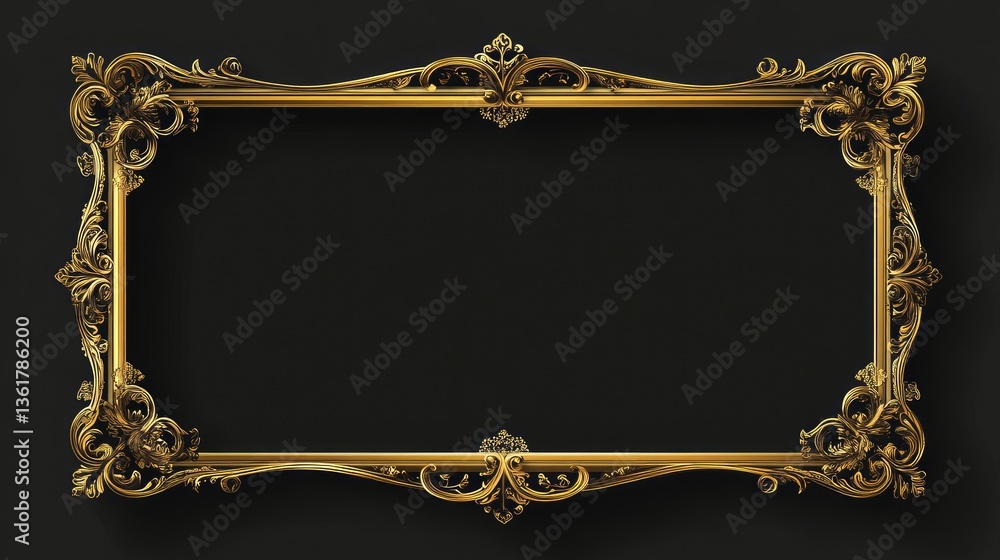 Aufkleber a vector gold frame with ornate details, perfect for adding a touch of luxury and elegance to any ar