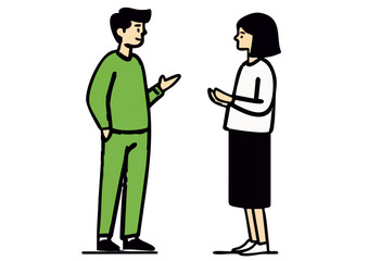 Vector illustration of a casually dressed man and woman engaged in conversation