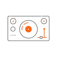 Fototapeta premium A minimalist illustration of a turntable with an orange accent, representing the art of music and sound mixing, perfect for music enthusiasts, DJs, and vinyl lovers seeking creative visuals.