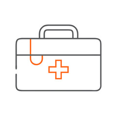 Obraz premium A minimalist first aid kit illustration in a simple outline style, featuring a red cross, symbolizing health, safety, and emergency preparedness for medical response and assistance.