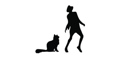Black silhouette of little cat. EPS 10
