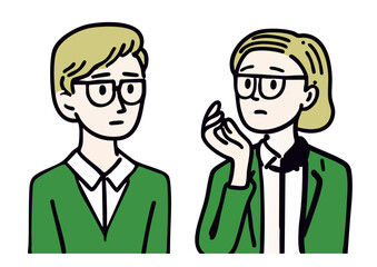 Vector illustration of a man and woman in business attire having a sudden idea