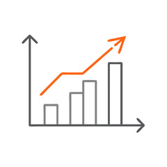 Fototapeta premium A modern financial growth chart displaying increasing bar graphs and an upward arrow, symbolizing progress in business strategy, success metrics, and investment growth potential.
