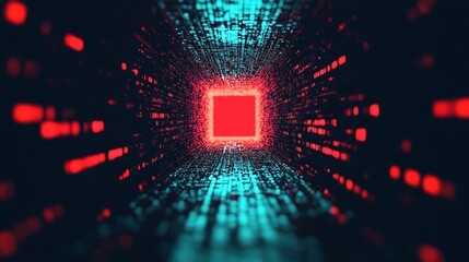 Dynamic data stream visualizing technology interaction virtual environment digital art futuristic perspective tech conceptualization