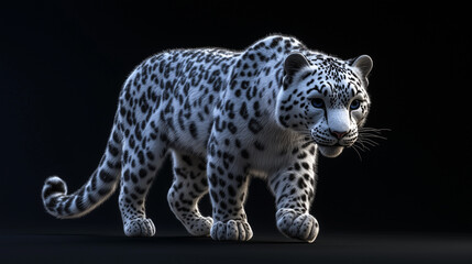 Obraz premium Royal solemn snow leopard, leopard sitting on a snow throne, snow leopard in a royal pose, snow leopard's regal gaze