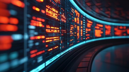 Exploring real-time data visualization in a futuristic environment digital space high-tech graphics neon aesthetics