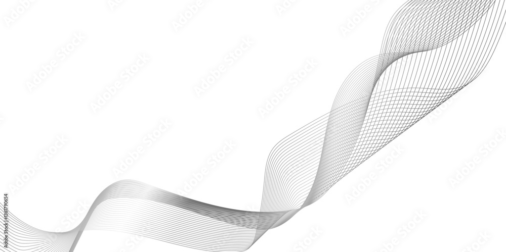Poster abstract background with wave line, black gradient curve shape isolated on white background, a drawi