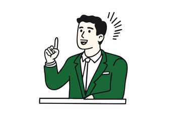 Vector illustration of a man in a business setting making a sales pitch