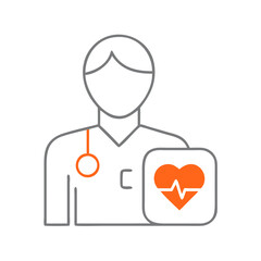 Obraz premium A health care professional with a stethoscope displaying a heart symbol, representing medical services and patient care, the essence of health and wellness in the medical field.