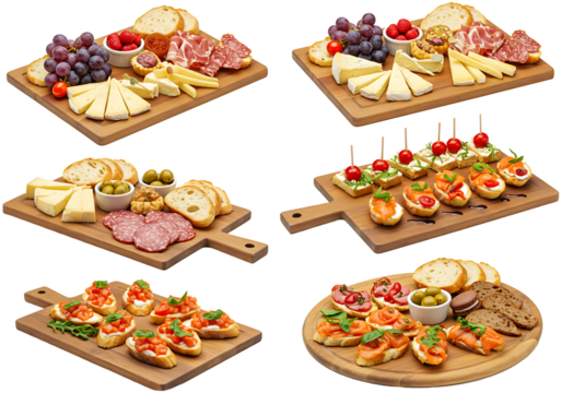 Colorful Collage of Charcuterie and Appetizer Boards