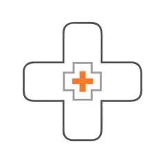 Obraz premium A medical symbol featuring a cross in a simple and modern design, representing healthcare, emergency services, and the importance of medical assistance in society.