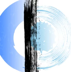 Gordijnen abstract background illustration, with circles and stripe, paint strokes and splashes, design template, on white © Kirsten Hinte