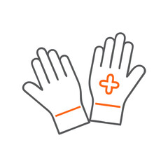 Obraz premium Medical gloves illustrated in a minimalist design, symbolizing healthcare and safety, essential personal protective equipment for medical professionals and patients in clinical environments.