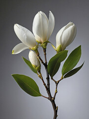 Obraz premium A single Magnolia branch with large, elegant white blossoms in full bloom
