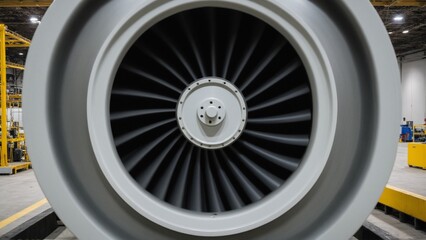 Engineering Marvel: A Close-Up of the Intricate Turbine Blades of a Powerful Aircraft Engine Ready for Flight.