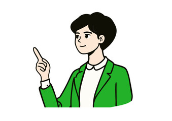 Vector illustration of a professional woman guiding or explaining