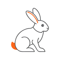 Obraz premium A cute rabbit in a minimalist style, with a simple outline and pops of orange, concept playfulness and creativity, ideal for children's illustrations and design projects.