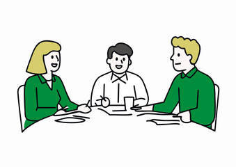 Vector illustration of a professional meeting or discussion scene
