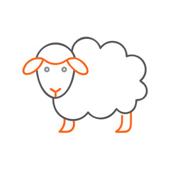 Obraz premium A cute cartoon sheep standing on a plain background, concept farm life and pastoral scenes, ideal for children's illustrations, educational materials, or animal-related themes.