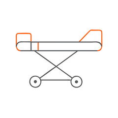 Illustration of a stretcher on wheels, representing emergency medical services, first response equipment, healthcare readiness, medical transport needs, and patient care scenarios.