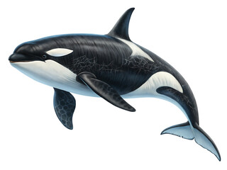 Fototapeta premium Orca Killer Whale - Isolated on White Background as Transparent. PNG. AI GENERATED