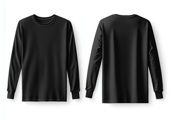 Black long sleeve shirt displayed from front and back views