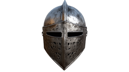 Hyper-detailed medieval knight helmet,