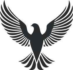 Obraz premium Black silhouette of a bird in flight, symbolizing freedom and power for designs.