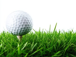 Golf ball positioned on green grass ready for a shot