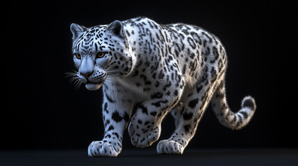 Naklejka premium Snow leopard sitting like a king, royal leopard on the snowy peak, snow leopard's silence in a royal pose, snow leopard's regal presence