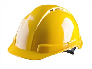 Fototapeta premium Bright yellow construction helmet designed for safety on job sites