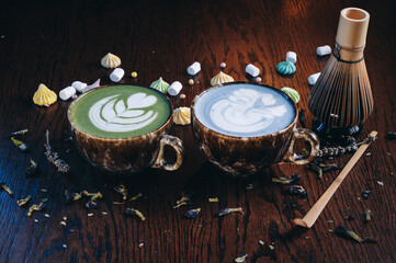 Two Cups of Matcha Latte