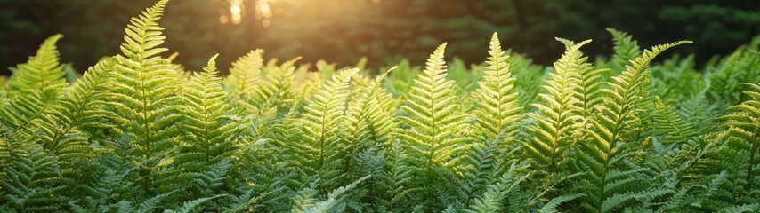 Elegant fern bathed in sunlight highlighting the intricate patterns of its lush green leaves