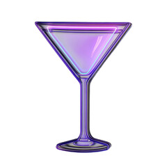 Glowing neon cocktail glass on black background