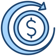 Reinvestment Income Icon Lineal Blue Style