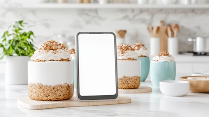 Appetizing Smartphone: Showcase a product or capture a moment against a backdrop of culinary delight.