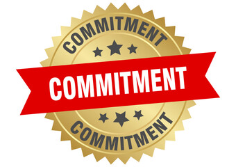 commitment. commitment round red and gold label isolated on transparent background