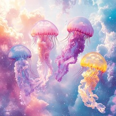 Obraz premium Close-up of a single jellyfish displaying its unique features in a marine ecosystem