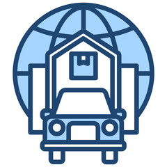 Fototapeta premium Supply Chain Management Icon Lineal Blue Style