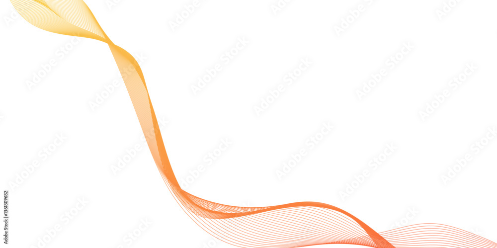 Poster glossy gold ribbon on a white background with copyspace, abstract wave element for design. digital f