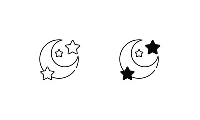 Moon And Star icons set vector stock illustration