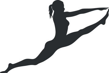 Fototapeta premium Silhouette of a woman in an athletic jumping pose, ideal for fitness designs.