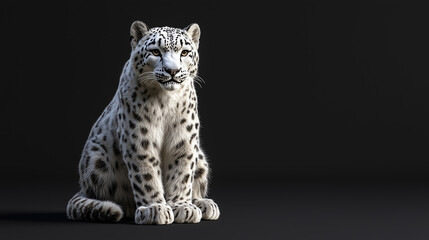 Snow leopard sitting like a king, royal leopard on the snowy peak, snow leopard's silence in a royal pose, snow leopard's regal presence